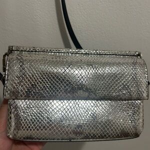 Furla Silver Snakeskin Crossbody Bag